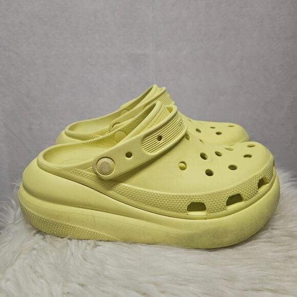 CROCS Classic Crush Clog Bright Yellow Platform Clogs - Picture 1 of 7